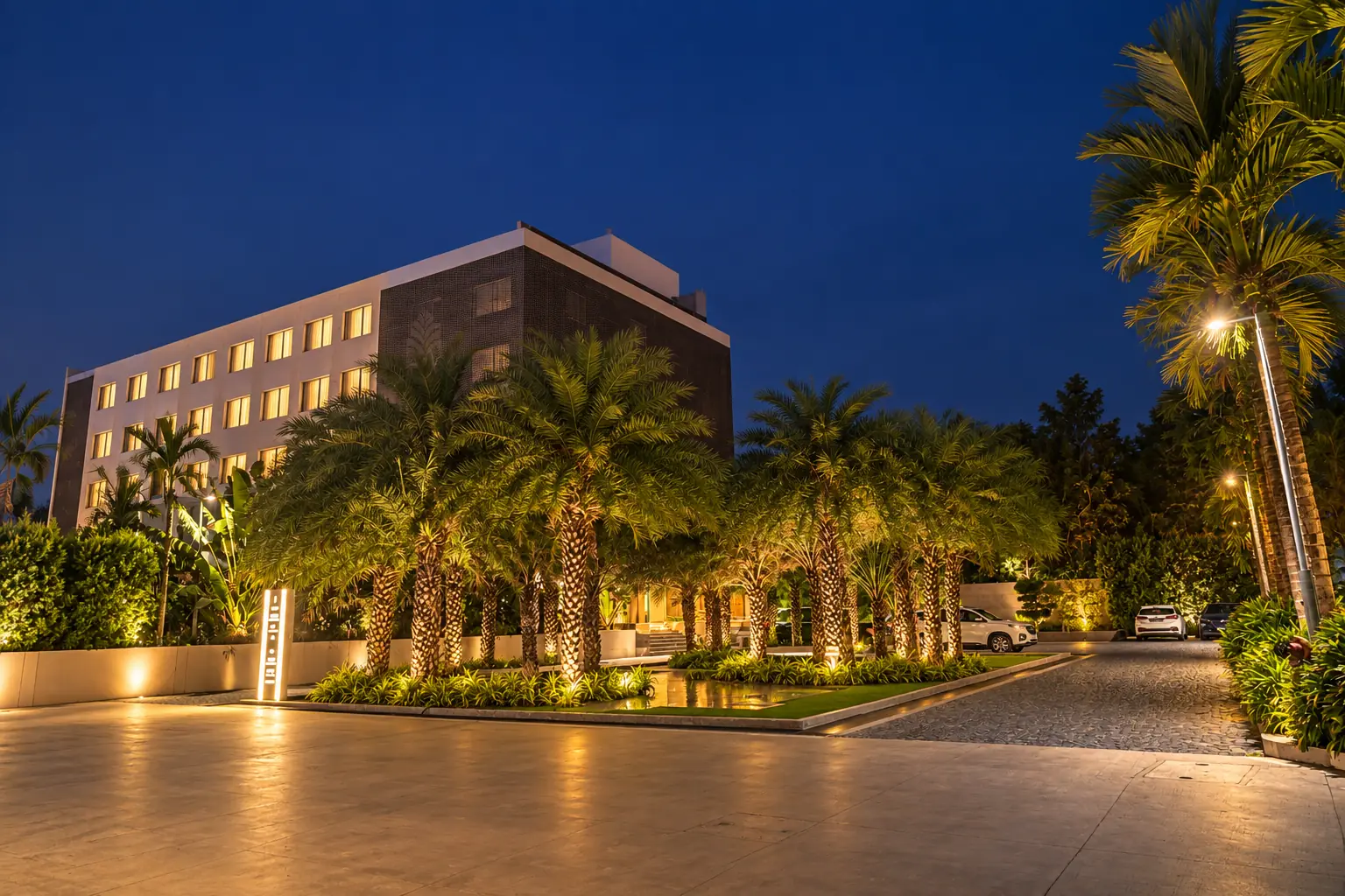 Hotel Entrance at Night