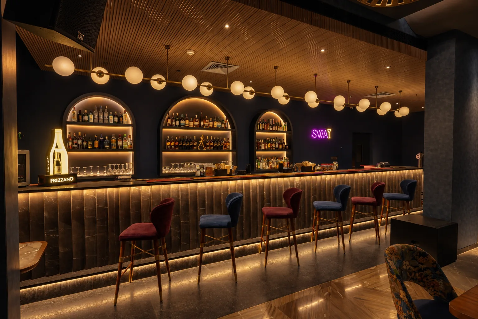 The bar counter at Sway